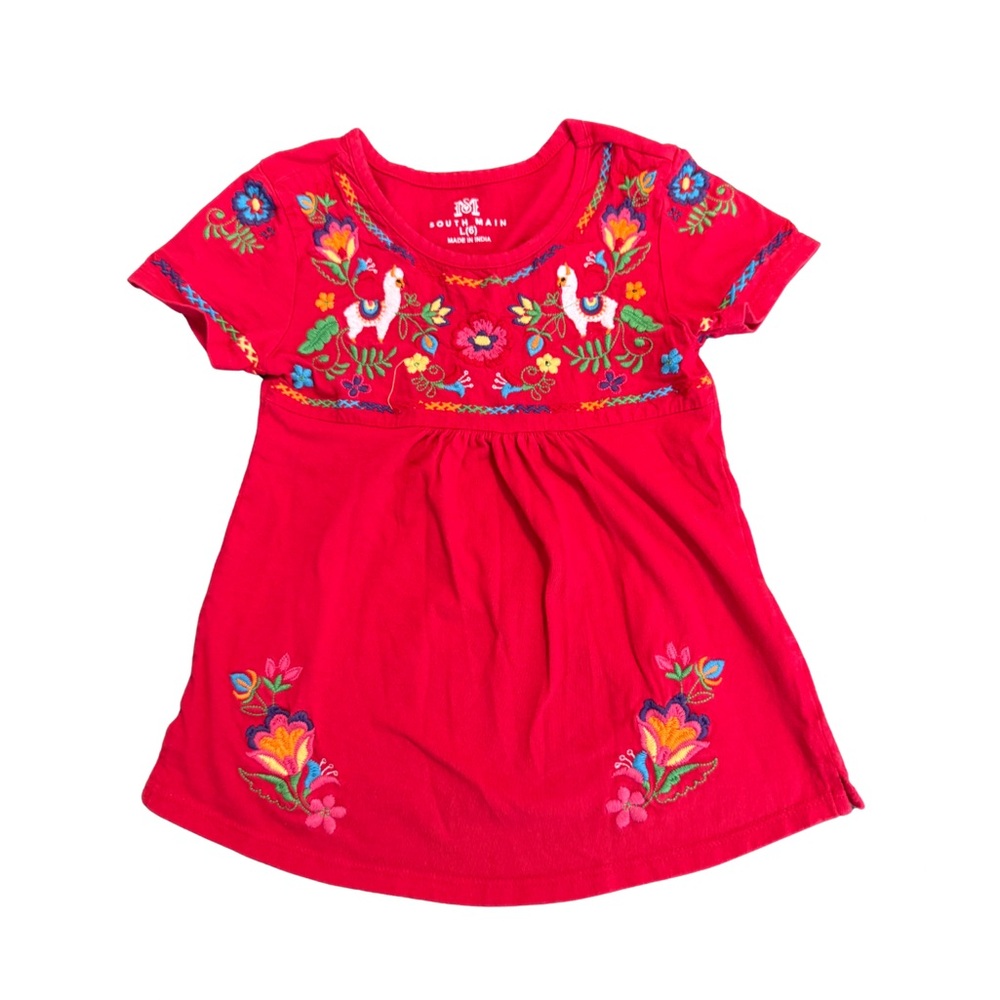 Joyfolie Red Embroidered Kids Blouse
